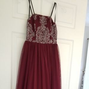 Extraordinary Burgundy Strapless Gown